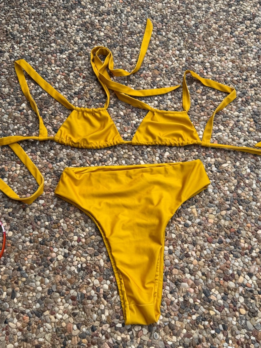 HIGH NOON Yellow Tie-Strap Triangle Bikini Set